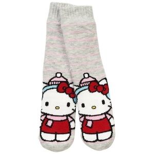 Womens Fuzzy Babba Long Cozy Warmer Hello Kitty Slipper Socks NWT